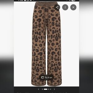 SKIMS Brown Leopard Print Knit Pants